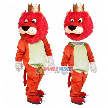 Majestic Lion King With Red Mane Mascot Costume
