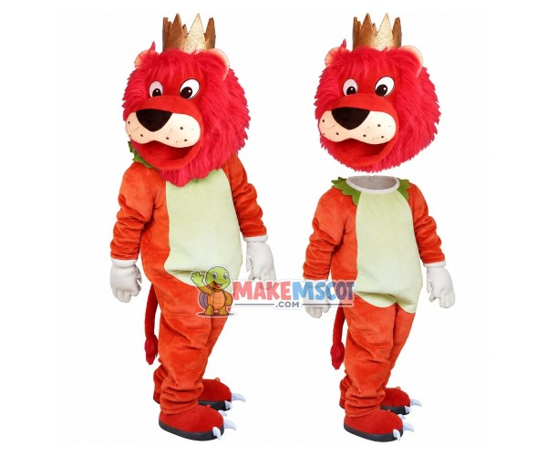 Majestic Lion King With Red Mane Mascot Costume Majestic Lion King With Red Mane Mascot Costume
