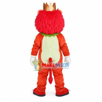 Majestic Lion King With Red Mane Mascot Costume Majestic Lion King With Red Mane Mascot Costume