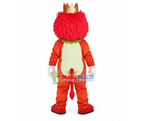 Majestic Lion King With Red Mane Mascot Costume Majestic Lion King With Red Mane Mascot Costume