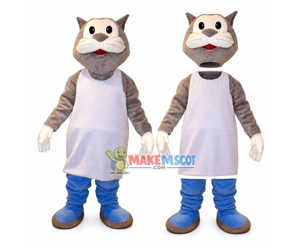 Kitchen Helper the Gray Cat Mascot Costume Kitchen Helper the Gray Cat Mascot Costume