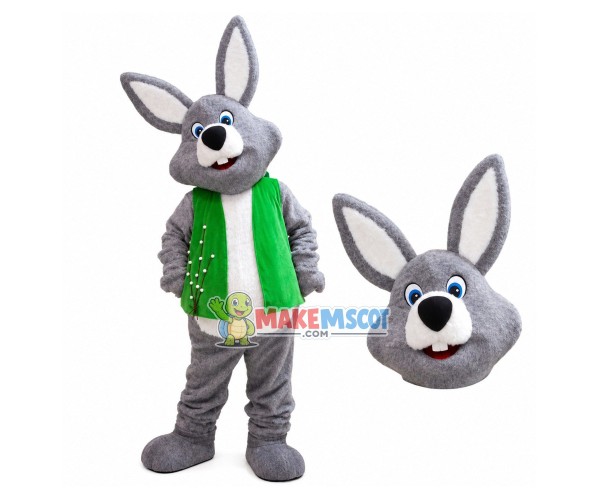 Social Rabbit Wearing Service Vest Mascot Costume Social Rabbit Wearing Service Vest Mascot Costume