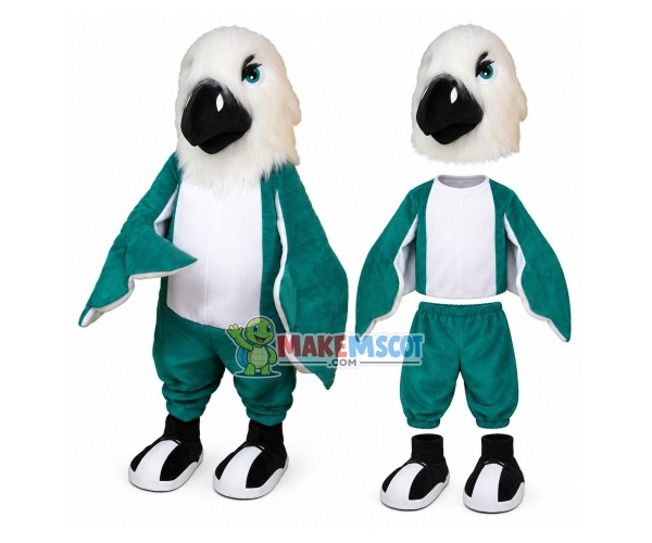 Hairy Headed Dark Green Falcon Mascot Costume Hairy Headed Dark Green Falcon Mascot Costume