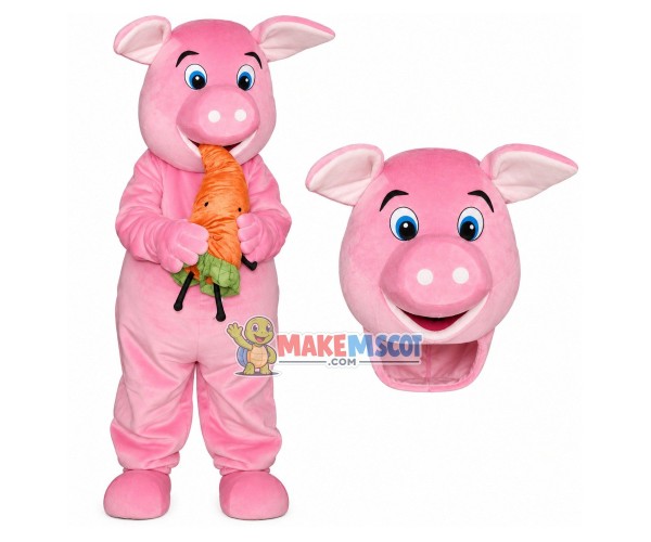 Noodle Pig Eating Bread Mascot Costume Noodle Pig Eating Bread Mascot Costume