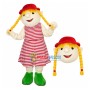 Blonde Girl Puppet In Striped Dress Mascot Costume