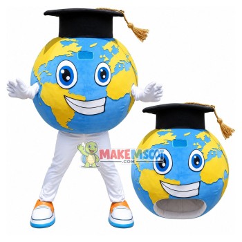 Cartoon Earth Model In Doctor Hat Mascot Costume