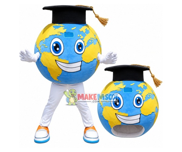 Cartoon Earth Model In Doctor Hat Mascot Costume Cartoon Earth Model In Doctor Hat Mascot Costume