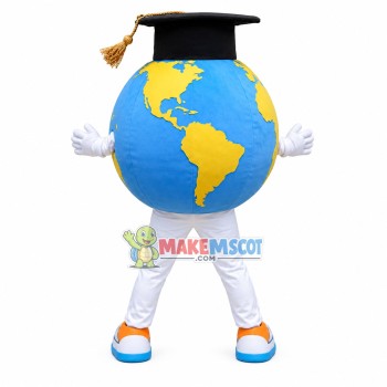 Cartoon Earth Model In Doctor Hat Mascot Costume Cartoon Earth Model In Doctor Hat Mascot Costume