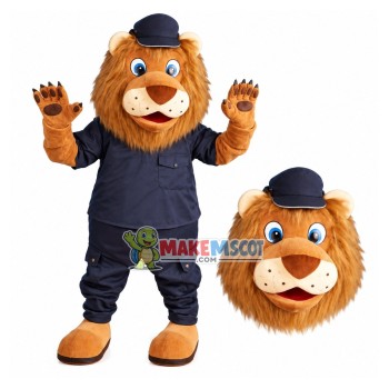 Polish Police Lion In Uniform Mascot Costume