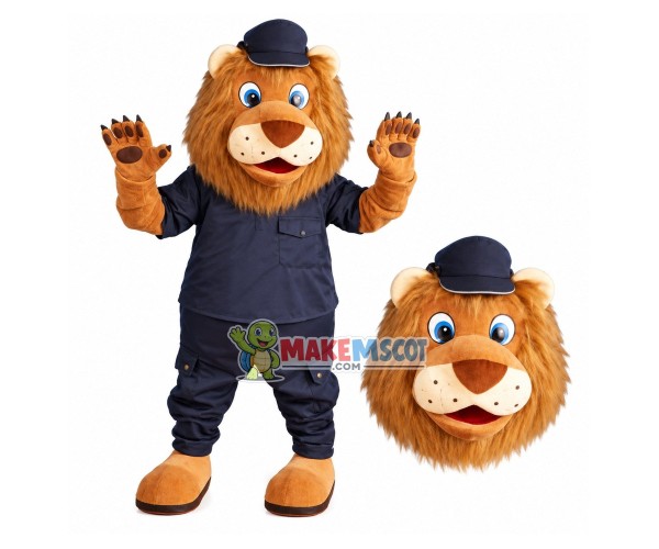 Polish Police Lion In Uniform Mascot Costume Polish Police Lion In Uniform Mascot Costume