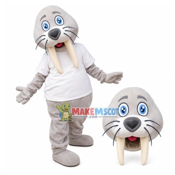 Mild Beige Walrus Adult Mascot Costume Mild Beige Walrus Adult Mascot Costume