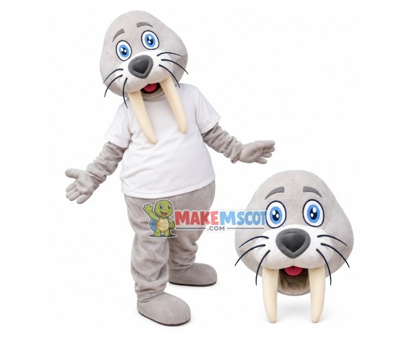 Mild Beige Walrus Adult Mascot Costume Mild Beige Walrus Adult Mascot Costume