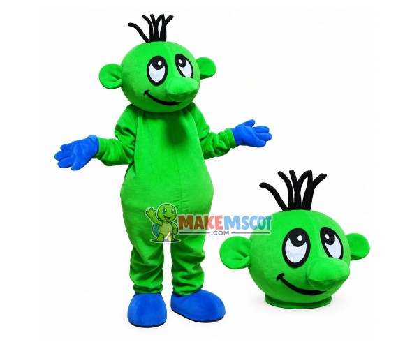 Green Big Nose Doll With Few Hairs Mascot Costume Green Big Nose Doll With Few Hairs Mascot Costume