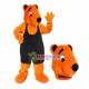 Brown Bear In The Oversized Overalls Mascot Costume Brown Bear In The Oversized Overalls Mascot Costume