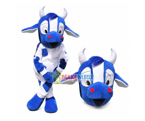 Cross-legged The Blue Calf Player Mascot Costume Cross-legged The Blue Calf Player Mascot Costume