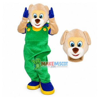 Distressed Dog In The Adjustable Overalls Mascot Costume Distressed Dog In The Adjustable Overalls Mascot Costume