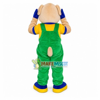 Distressed Dog In The Adjustable Overalls Mascot Costume