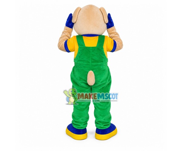 Distressed Dog In The Adjustable Overalls Mascot Costume Distressed Dog In The Adjustable Overalls Mascot Costume