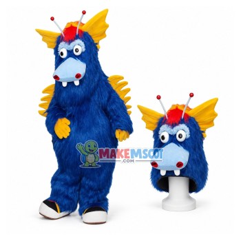 The Blue Furry Dragon With Gills Mascot Costume The Blue Furry Dragon With Gills Mascot Costume