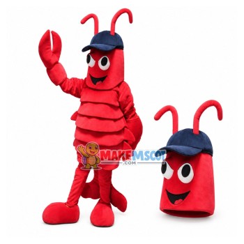 Stacked Lobster Wearing Baseball Cap Mascot Costume