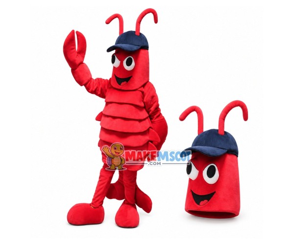 Stacked Lobster Wearing Baseball Cap Mascot Costume Stacked Lobster Wearing Baseball Cap Mascot Costume