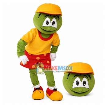Green Doll With Student Hat Mascot Costume Green Doll With Student Hat Mascot Costume
