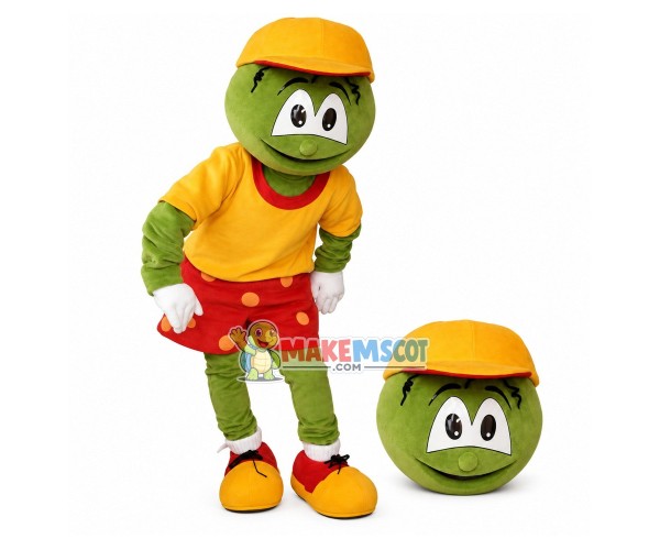 Green Doll With Student Hat Mascot Costume Green Doll With Student Hat Mascot Costume