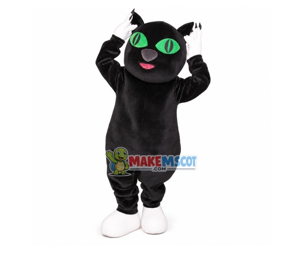 Upset Green-eyed Cat Mascot Costume Upset Green-eyed Cat Mascot Costume