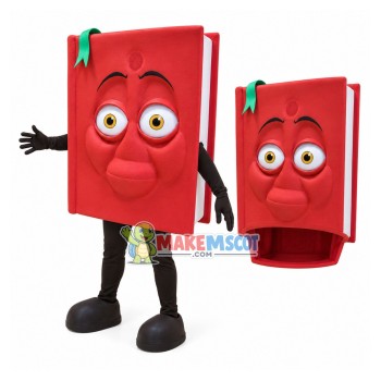 Red Book With Bookmark Cartoon Mascot Costume