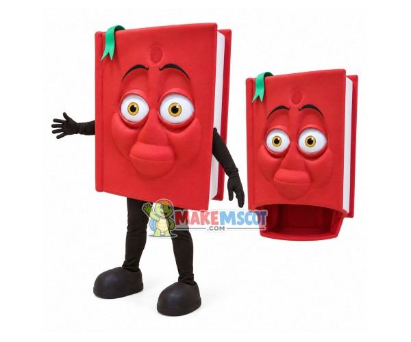Red Book With Bookmark Cartoon Mascot Costume Red Book With Bookmark Cartoon Mascot Costume