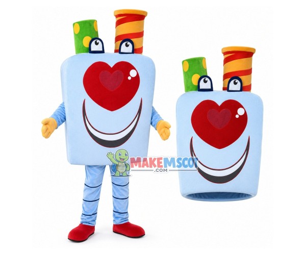Heart Shaped Nose Square Doll Mascot Costume