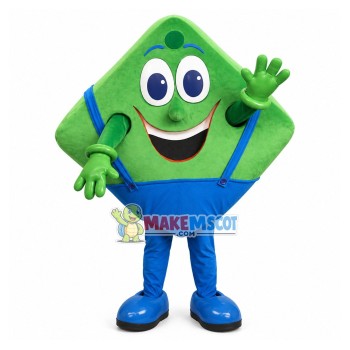 Green Square Billboard Cartoon Mascot Costume Green Square Billboard Cartoon Mascot Costume