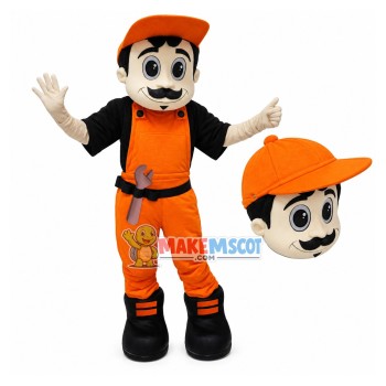 Bearded Repairman With Satisfied Service Mascot Costume Bearded Repairman With Satisfied Service Mascot Costume