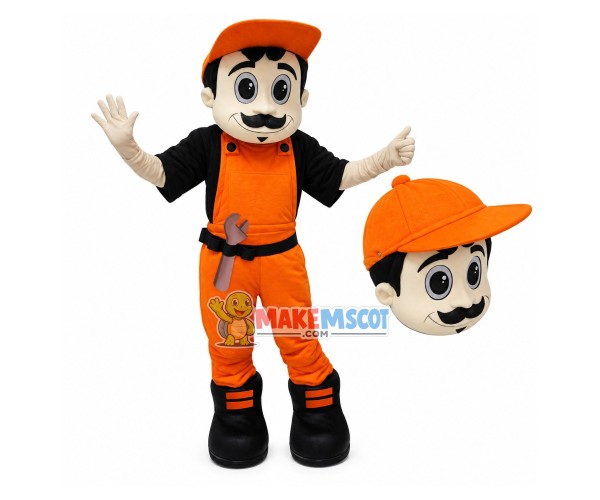 Bearded Repairman With Satisfied Service Mascot Costume
