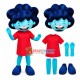 Curly Hair Blue Girl Cartoon Mascot Costume