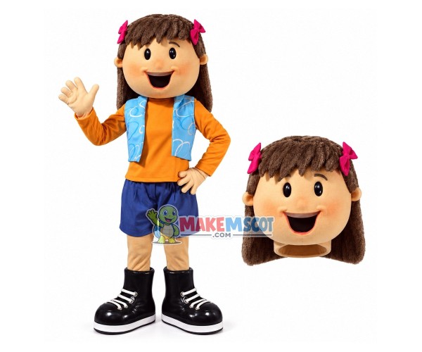 Outdoor Sports Girl With Hairpins Mascot Costume Outdoor Sports Girl With Hairpins Mascot Costume