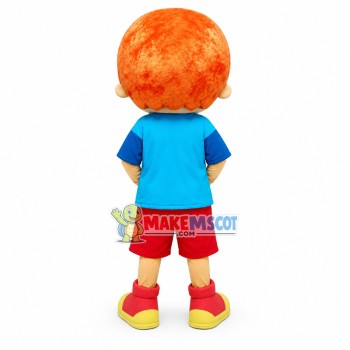 Clever Boy Student With Pink Glasses Mascot Costume