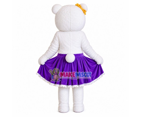 Actor Bear Wearing Purple Skirt Mascot Costume Actor Bear Wearing Purple Skirt Mascot Costume