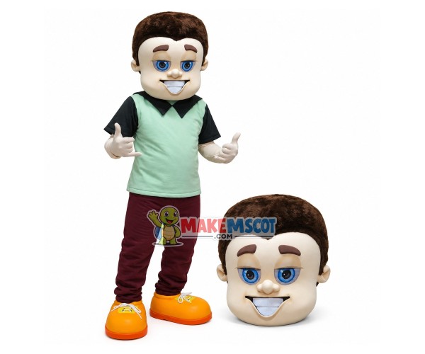 The Smiling Blue-eyed Man Mascot Costume The Smiling Blue-eyed Man Mascot Costume