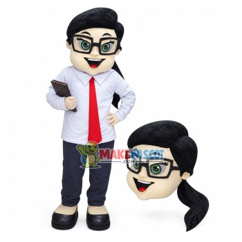 Kind Senior Sister With Ponytail Mascot Costume Kind Senior Sister With Ponytail Mascot Costume