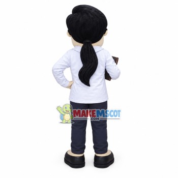 Kind Senior Sister With Ponytail Mascot Costume Kind Senior Sister With Ponytail Mascot Costume
