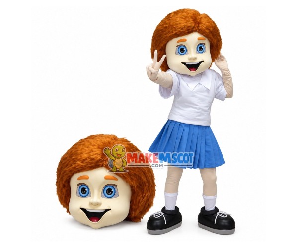 Energetic The Short Hair Girl Mascot Costume Energetic The Short Hair Girl Mascot Costume