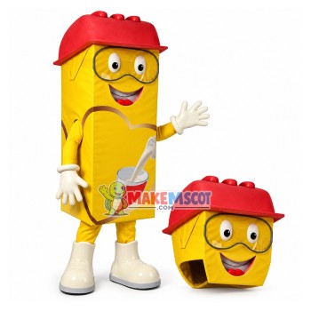 Yellow Packed of Protein Powder Mascot Costume Yellow Packed of Protein Powder Mascot Costume