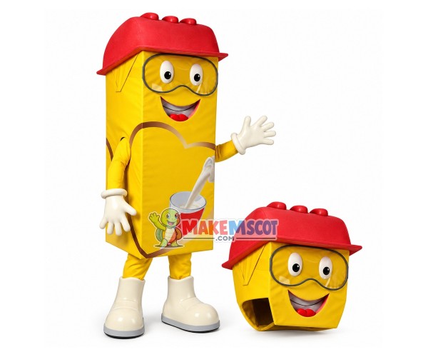 Yellow Packed of Protein Powder Mascot Costume Yellow Packed of Protein Powder Mascot Costume
