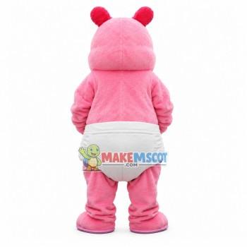Baby Pink Hippo Wearing Diapers Mascot Costume Baby Pink Hippo Wearing Diapers Mascot Costume
