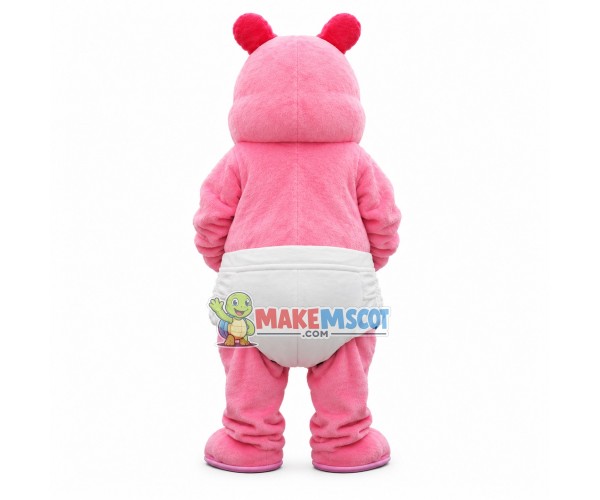 Baby Pink Hippo Wearing Diapers Mascot Costume Baby Pink Hippo Wearing Diapers Mascot Costume