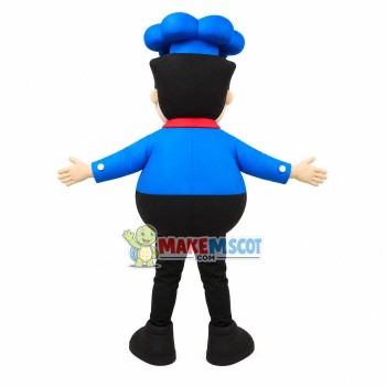 Bearded Chef Wearing Blue Uniform Mascot Costume Bearded Chef Wearing Blue Uniform Mascot Costume