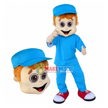 The Outgoing Blonde Boy Mascot Costume The Outgoing Blonde Boy Mascot Costume