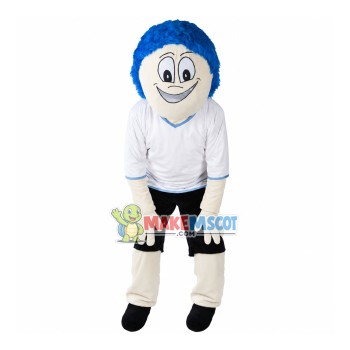 Blue Haired Defender Doll Mascot Costume