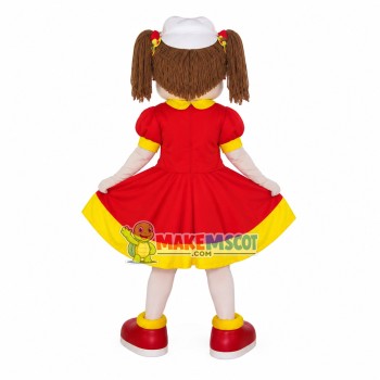 Campus Girl Singer In Red Bud Dress Mascot Costume Campus Girl Singer In Red Bud Dress Mascot Costume